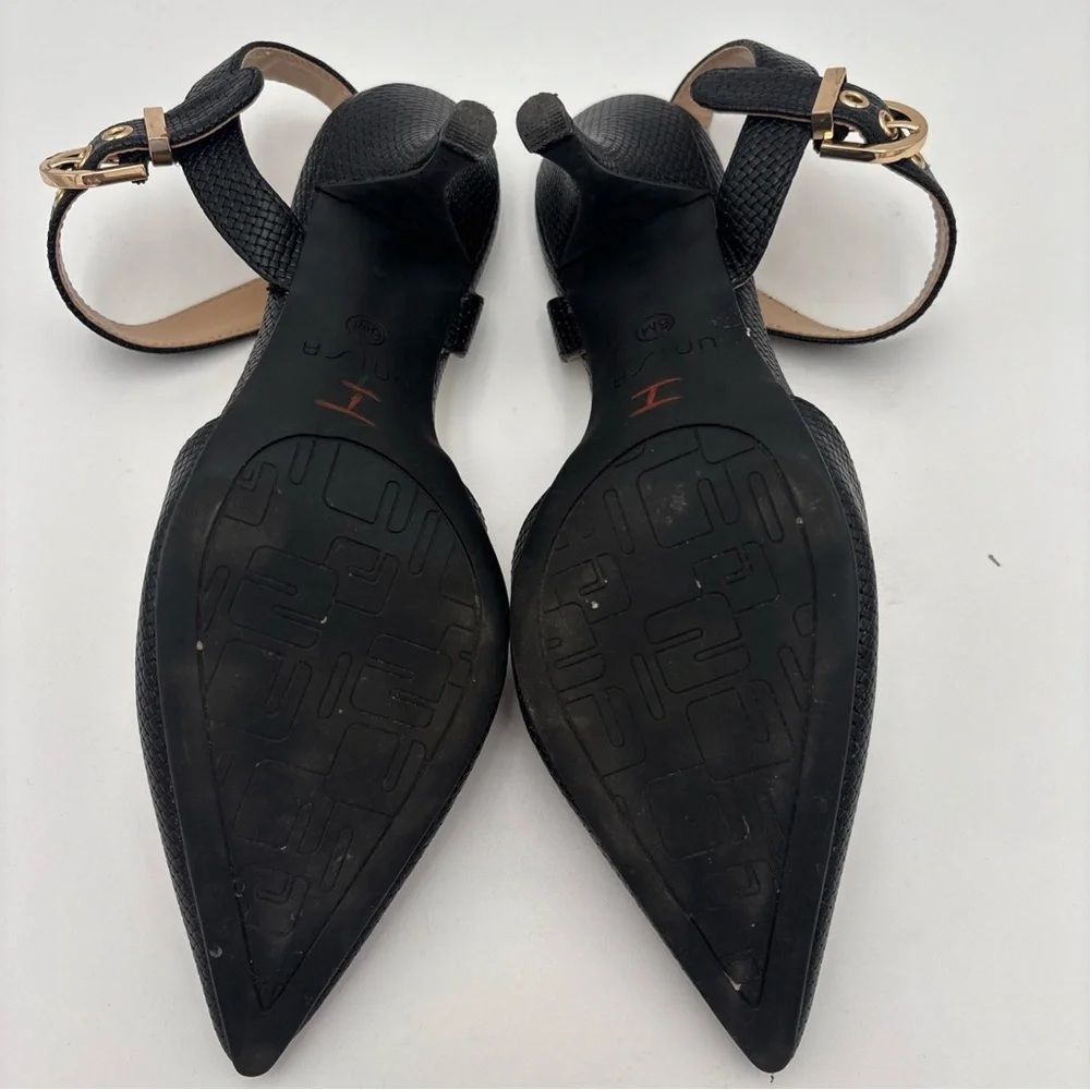 Unisa Black Pointed Heels with‎ Ankle Strap